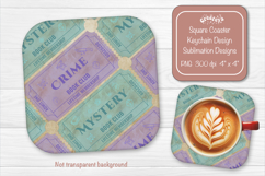 Book Club Ticket Sublimation Square Coaster PNG Vintage Product Image 1