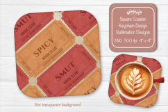 Book Club Ticket Sublimation Square Coaster PNG Vintage Product Image 1