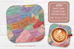 Book Club Ticket Sublimation Square Coaster PNG Vintage Product Image 1