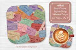 Book Club Ticket Sublimation Square Coaster PNG Vintage Product Image 1