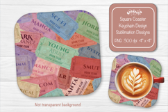 Book Club Ticket Sublimation Square Coaster PNG Vintage Product Image 1