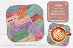 Book Club Ticket Sublimation Square Coaster PNG Vintage Product Image 1