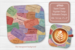 Book Club Ticket Sublimation Square Coaster PNG Vintage Product Image 1