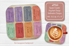 Book Club Ticket Sublimation Square Coaster PNG Vintage Product Image 1