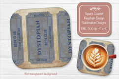 Book Club Ticket Sublimation Square Coaster PNG Vintage Product Image 1
