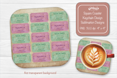 Book Club Ticket Sublimation Square Coaster PNG Vintage Product Image 1