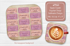 Book Club Ticket Sublimation Square Coaster PNG Vintage Product Image 1