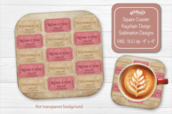 Book Club Ticket Sublimation Square Coaster PNG Vintage Product Image 1