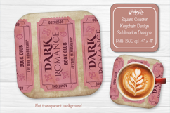 Book Club Ticket Sublimation Square Coaster PNG Vintage Product Image 1