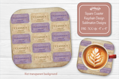 Book Club Ticket Sublimation Square Coaster PNG Vintage Product Image 1