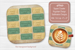 Book Club Ticket Sublimation Square Coaster PNG Vintage Product Image 1