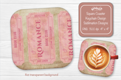 Book Club Ticket Sublimation Square Coaster PNG Vintage Product Image 1