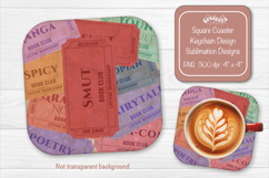 Book Club Ticket Sublimation Square Coaster PNG Vintage Product Image 1