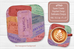 Book Club Ticket Sublimation Square Coaster PNG Vintage Product Image 1