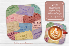 Book Club Ticket Sublimation Square Coaster PNG Vintage Product Image 1