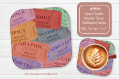 Book Club Ticket Sublimation Square Coaster PNG Vintage Product Image 1