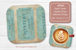 Book Club Ticket Sublimation Square Coaster PNG Vintage Product Image 1