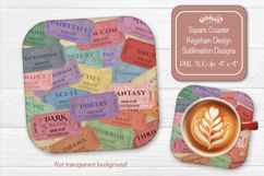 Book Club Ticket Sublimation Square Coaster PNG Vintage Product Image 1