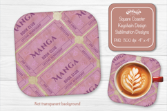 Book Club Ticket Sublimation Square Coaster PNG Vintage Product Image 1