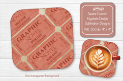 Book Club Ticket Sublimation Square Coaster PNG Vintage Product Image 1