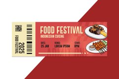 Ticket Food Festival Flat Design Template Concept Product Image 2