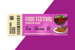 Ticket Food Festival Flat Design Template Print Product Image 1