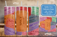 Book club Ticket tumbler wrap Reading Genre Sublimation png Product Image 1