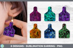 Bundle of six tie dye cattle ear cow tag earrings sublimation designs.