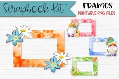 Tie Dye Gnome Scrapbook Frames set of 4 Rectangle frames on a white backround