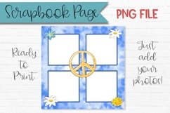 Tie Dye Gnome Scrapbook Page Blue Tie Dye Photo Frames on white background