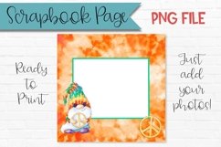 Tie Dye Gnome Scrapbook Page Orange Tie Dye Photo Frames on a white background