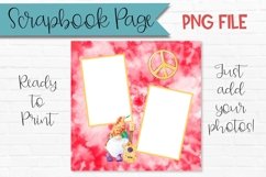 Tie Dye Gnome Scrapbook Page Red Tie Dye Photo Frame on white background