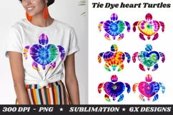 Tie Dye Heart Turtles Sublimation PNG - Watercolor Turtles Product Image 1