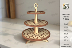 3D Tiered Tray Stand Laser Cut. Decorative Serving Tray SVG Product Image 1