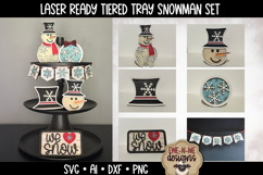 Snowman Tiered Tray SVG | Laser Cut SVG Files | Six Designs Product Image 1