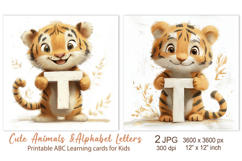 Cute Tiger, Baby Animal Alphabet Letters ABC Printable cards Product Image 1