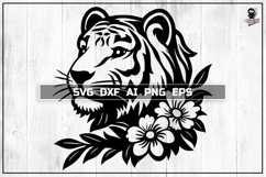Floral Tiger SVG, Wild Animal Portrait Cut File Product Image 1