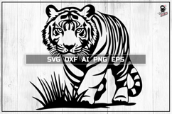 Crouching Tiger SVG, Sneaking Animal Portrait Cut File Product Image 1
