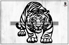 Crouching Tiger SVG, Sneaking Animal Portrait Cut File Product Image 1
