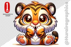 Cute Tiger Clipart - PNG File Product Image 1