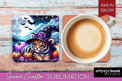 Tiger Halloween Square Coaster Cute Animal Coaster PNG Product Image 1