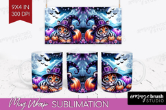 Tiger Halloween Mug Wrap Cute Animal Mug PNG Sublimation Product Image 1