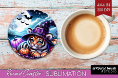 Tiger Halloween Round Coaster Cute Animal Coaster PNG Product Image 1