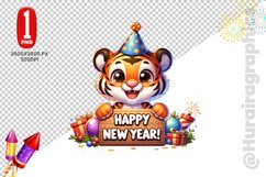 Happy New Year Clipart - Tiger PNG File Product Image 1