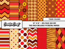 Tiger Colors Digital Papers, scrapbook backgrounds designs Product Image 2