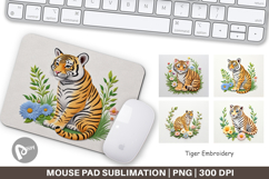 Mouse Pad Tiger Embroidery Product Image 1