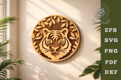 Tiger Face Round Lasercut Wall Decor SVG Product Image 1