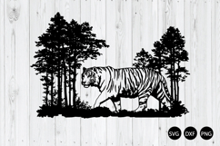 Tiger In Forest Scene SVG, Tiger SVG, Animal SVG Product Image 1
