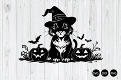 Tiger Halloween SVG, Tiger Halloween with Pumpkins SVG Product Image 1