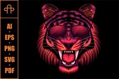 Tiger head cyberpunk colorful vector illustration Product Image 1